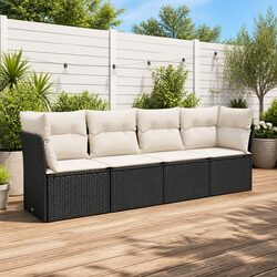 Comfortable and Stylish 4 Piece Black Garden Sofa Set with Cushions