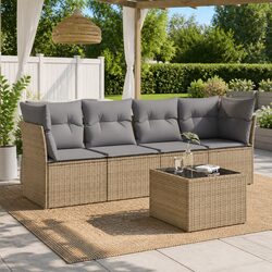 Comfortable 5 Piece Outdoor Sofa Set in Beige