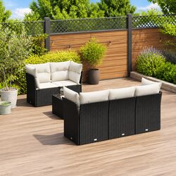 Comfortable 6 Piece Black Rattan Sofa Set