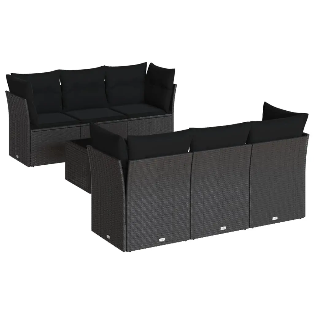 Garden Sofa Set 7 Piece Outdoor Furniture Patio Sectional Cushions Black