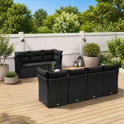 Garden Sofa Set 8 Piece Outdoor Furniture Patio Sectional with Cushions Black