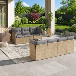 Comfortable 8 Piece Beige Sofa Set with Easy Maintenance