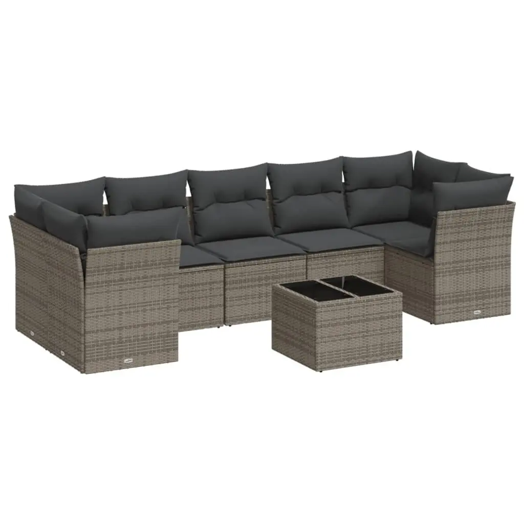 Garden Sofa Set 8 Piece Outdoor Furniture Grey Poly Rattan Modular Patio Lounge