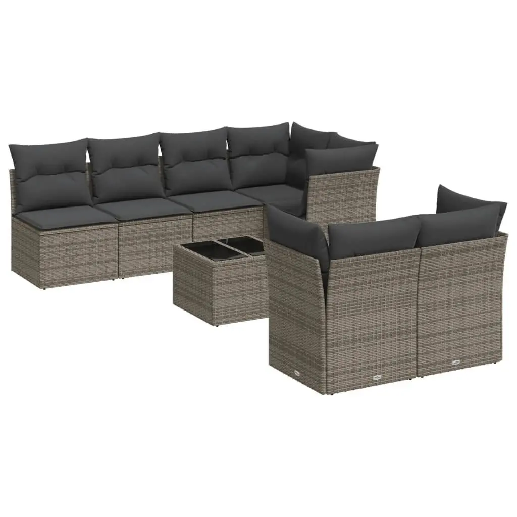 8 Piece Garden Sofa Set Outdoor Patio Furniture Grey with Cushions