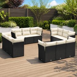 Durable 12 Piece Black Rattan Outdoor Sofa Set
