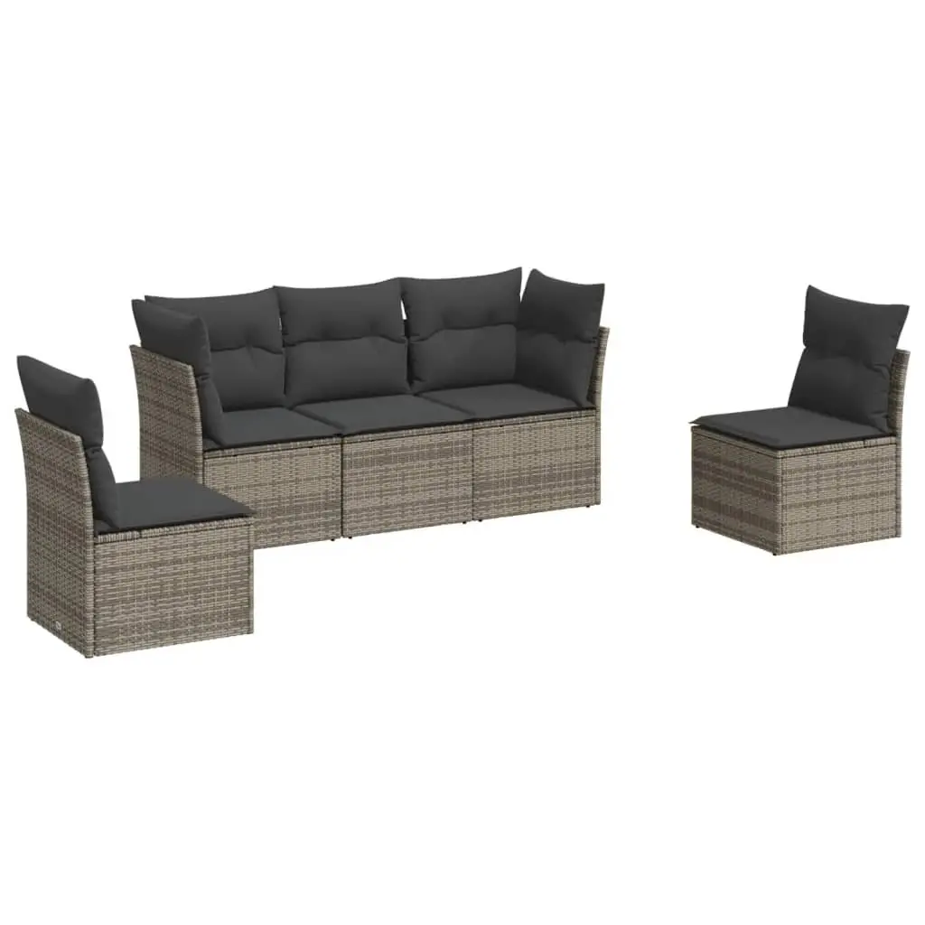 Garden Sofa Set 5 Piece Outdoor Furniture Modular Grey