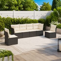 Comfortable and Reliable 6-Piece Black Rattan Sofa Set