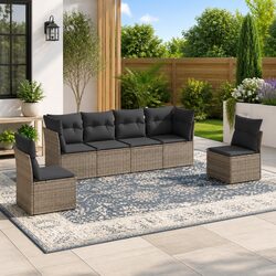 Value-Driven 6-Piece Outdoor Sofa Set in Grey Rattan