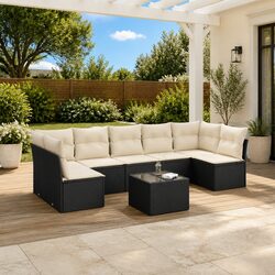 Warm and Inviting 8-Piece Black Garden Sofa Set