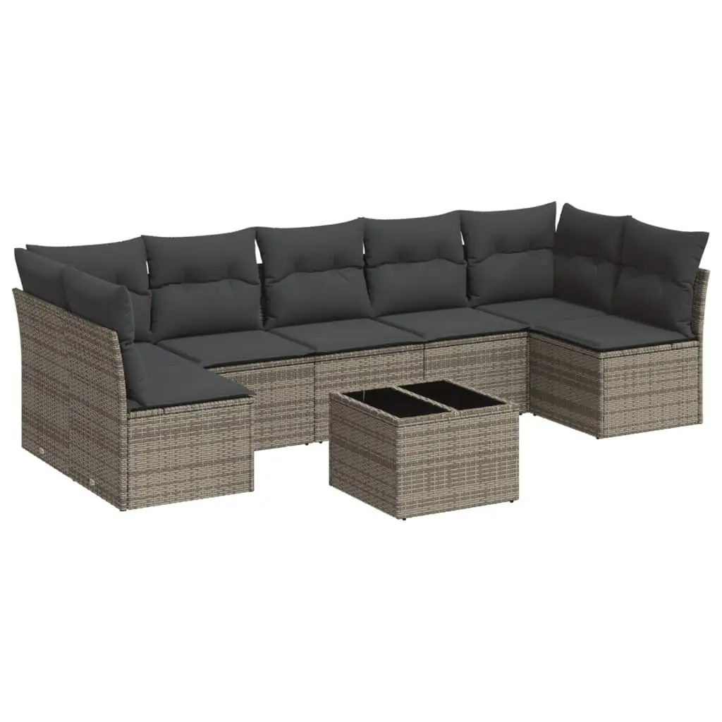8 Piece Garden Sofa Set with Cushions Grey Outdoor Furniture Patio Sectional