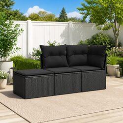 Reliable 3 Piece Rattan Sofa Set with Cushions