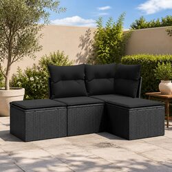 Comfortable and Durable Garden Sofa Set in Black Rattan