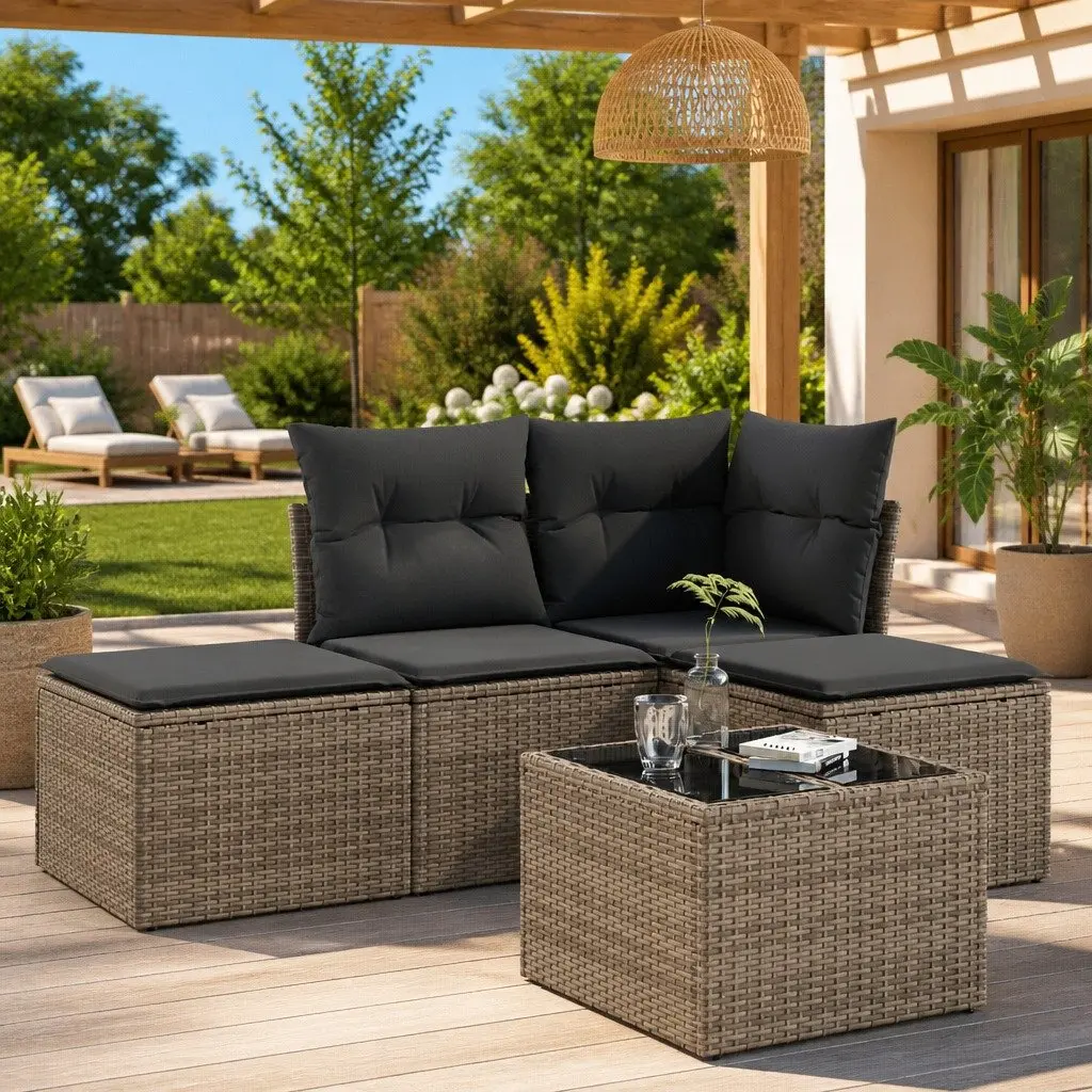 5 Piece Grey Garden Sofa Set