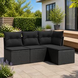 Reliable Black Garden Sofa Set for Outdoor Comfort