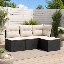 Comfortable 4-Piece Black Sofa Set for Outdoors