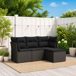 Comfortable and Durable Black Garden Sofa Set for Outdoors