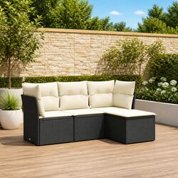 Reliable Black Poly Rattan Garden Sofa Set for Comfort