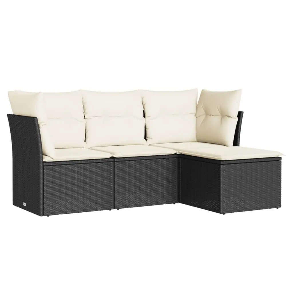 Black Poly Rattan Garden Sofa Set for Comfort