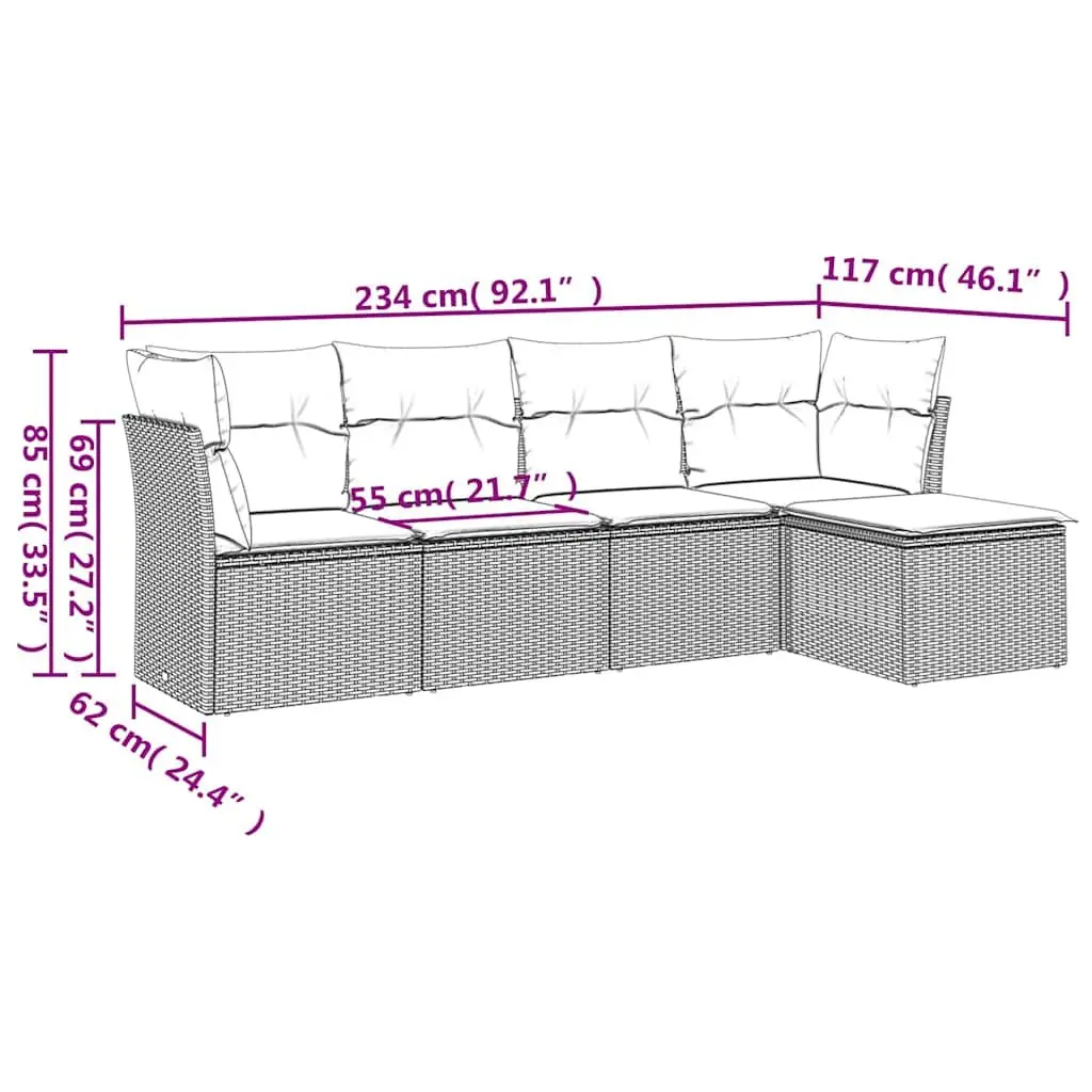 5-Piece Garden Sofa Set with Cushions