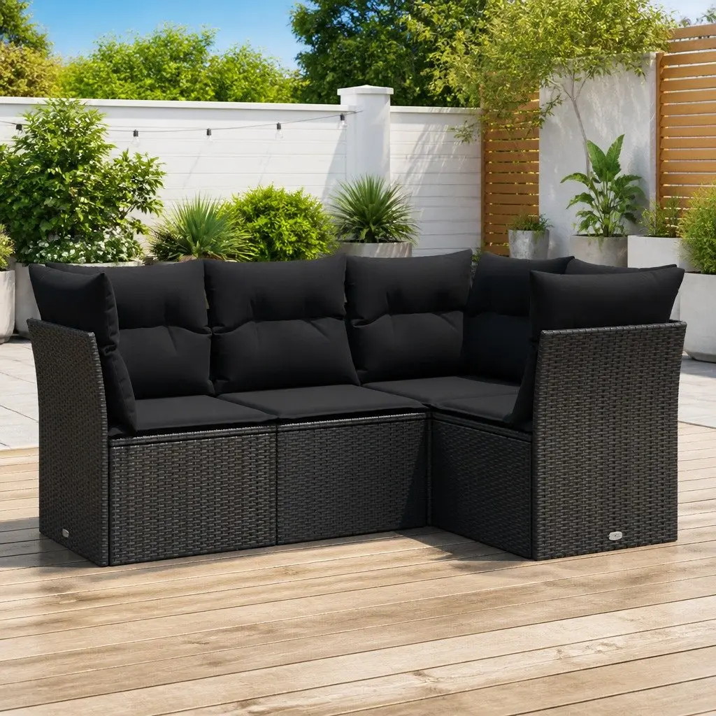 4 Piece Garden Sofa Set Outdoor Patio Furniture Seating Black