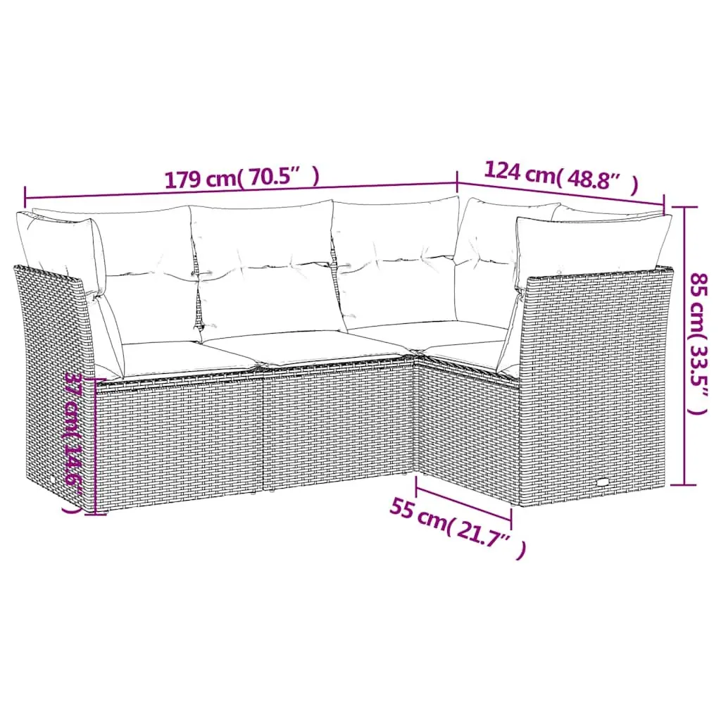 4 Piece Garden Sofa Set Outdoor Patio Furniture Seating Black