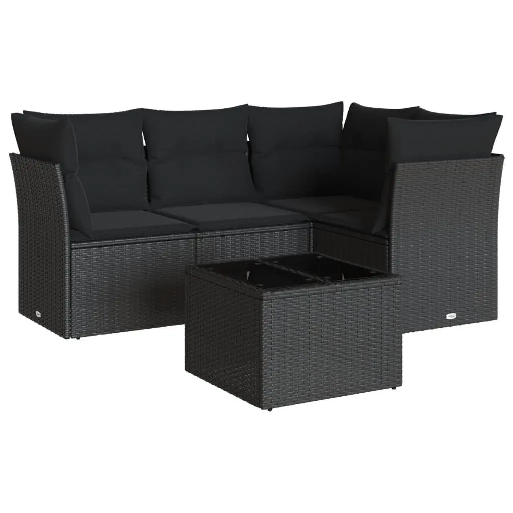 Garden Sofa Set 5 Piece Outdoor Furniture Patio Seating Cushions Black