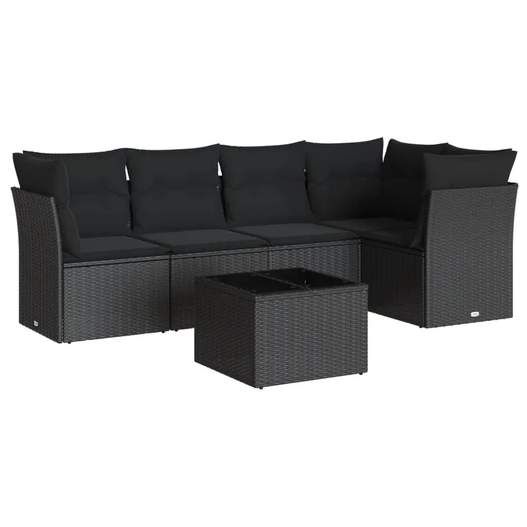 Garden Sofa Set Outdoor Patio Furniture 6 Piece Black Rattan Cushions Table
