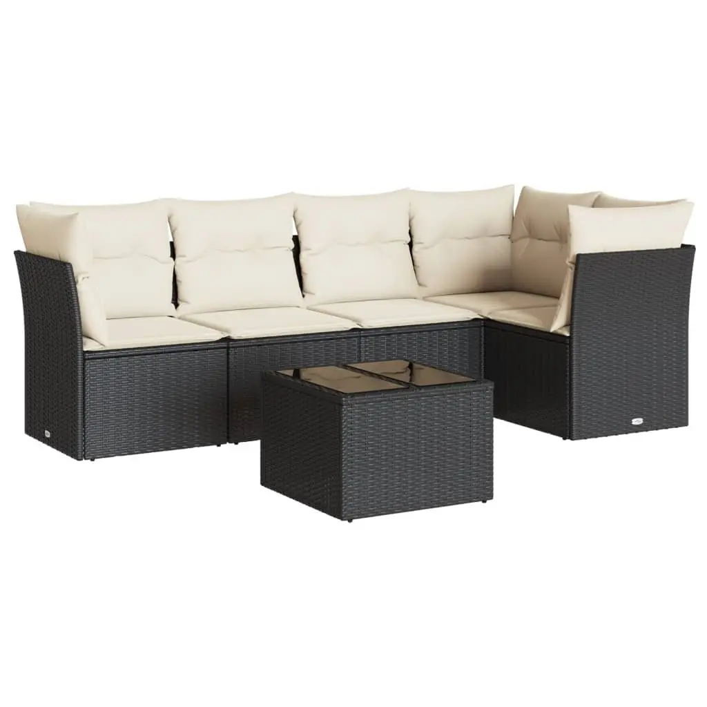 6-Piece Black Outdoor Sofa Set