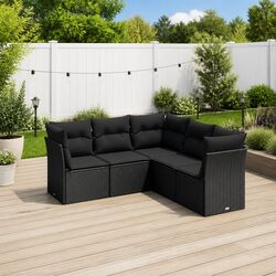 Comfortable and Durable 5-Piece Garden Sofa Set in Black