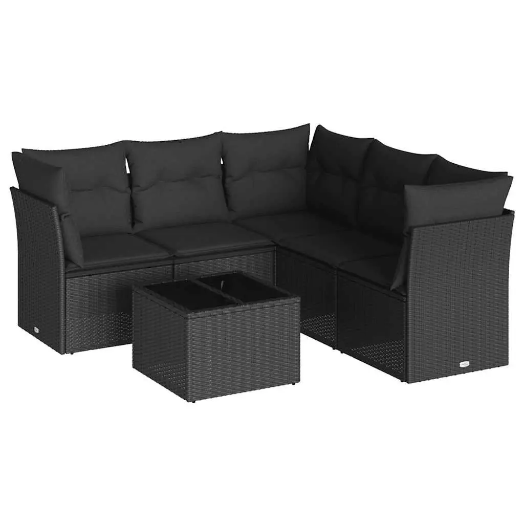 Garden Sofa Set Outdoor Furniture Modular 6 Piece Black Rattan Patio Lounge