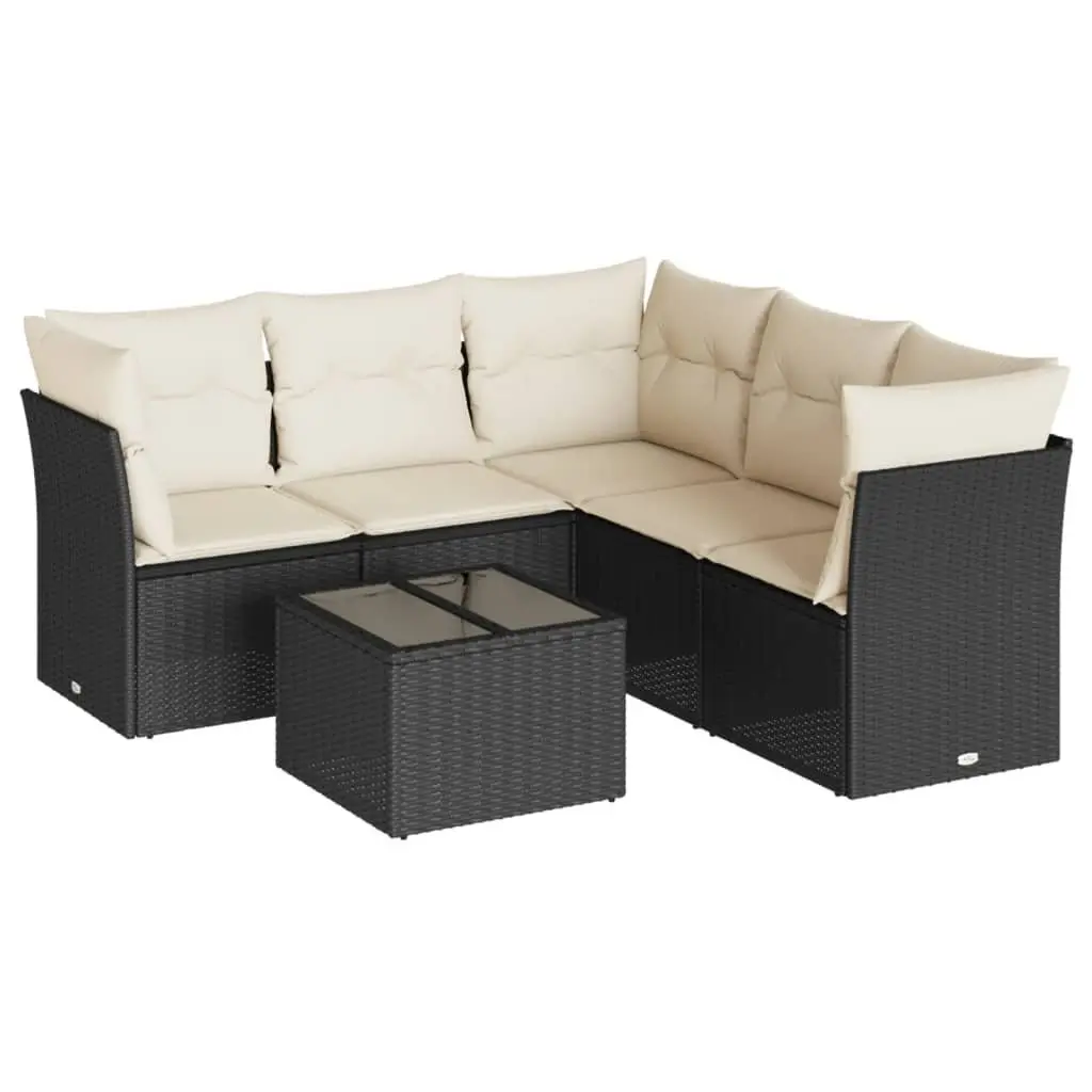 Garden Sofa Set Outdoor Furniture 6 Piece Black Rattan Patio Sectional