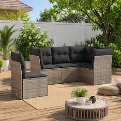 Durable 5 Piece Garden Sofa Set with Cushions in Grey