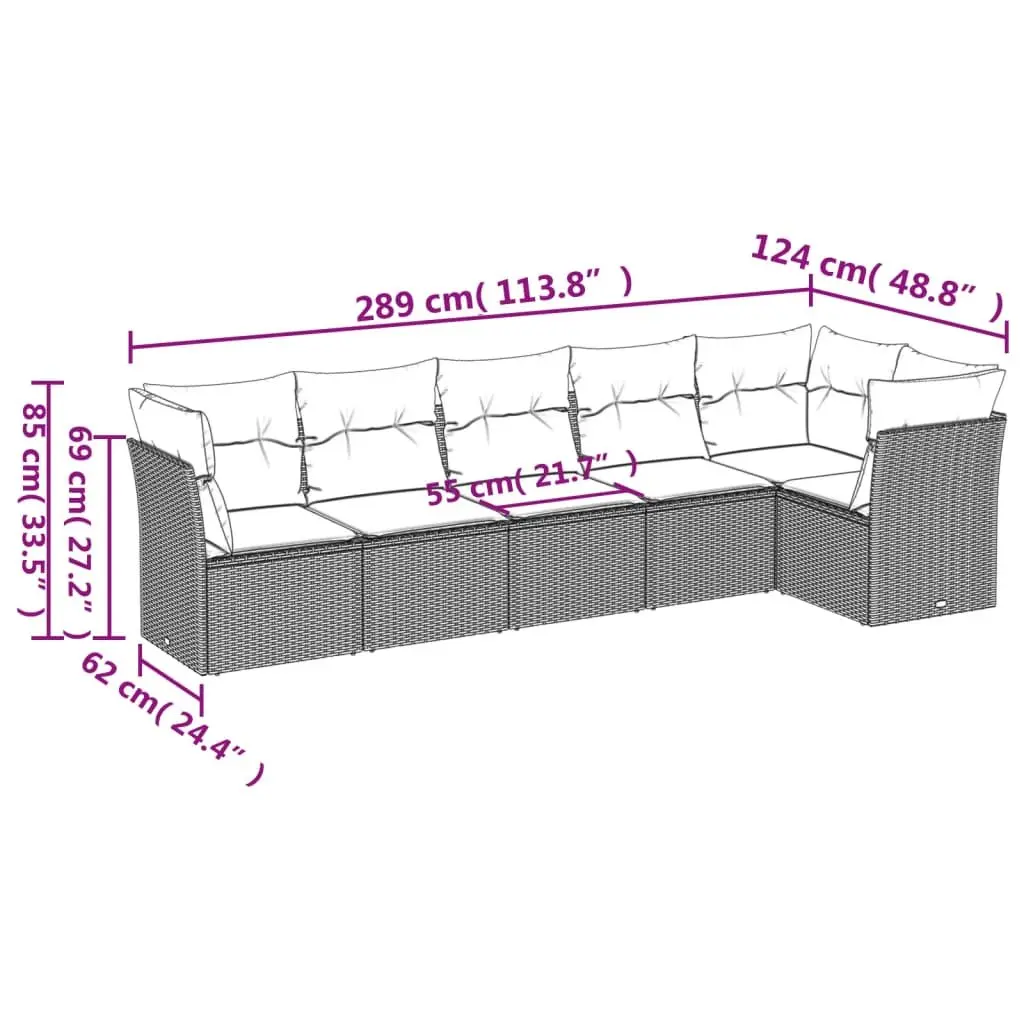 Garden Sofa Set Outdoor Furniture 6 Piece Modular Black