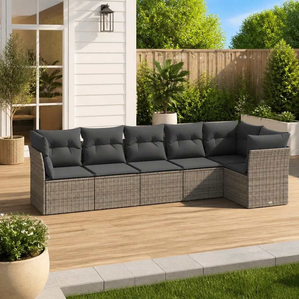 Grey 6 Piece Garden Sofa Set with Cushions
