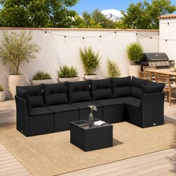 Comfortable and Durable 7 Piece Black Sofa Set