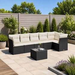 Comfortable 7 Piece Black Sofa Set for Outdoors