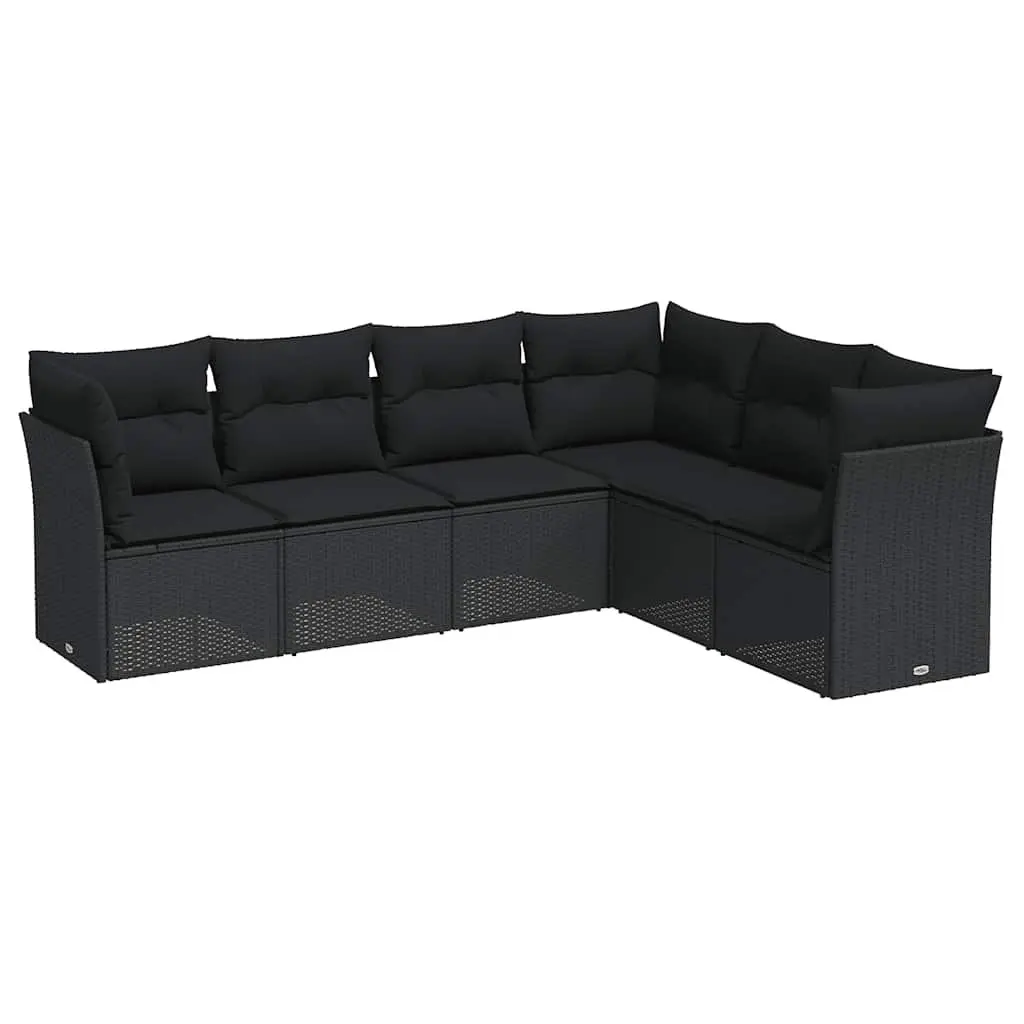 Garden Sofa Set 6 Piece Outdoor Furniture Patio Rattan Black