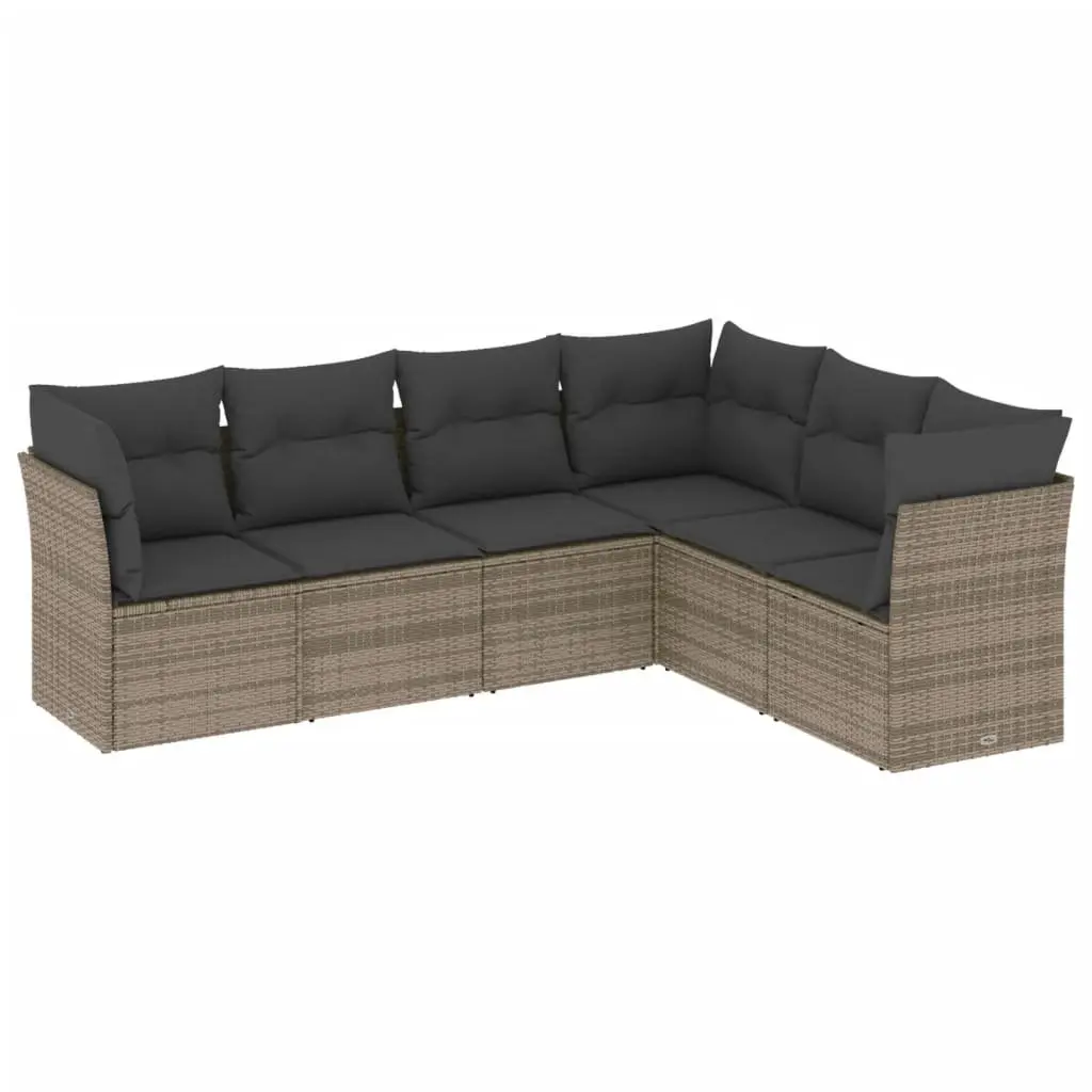 Garden Sofa Set 6 Piece Outdoor Furniture Grey PE Rattan Patio Seating