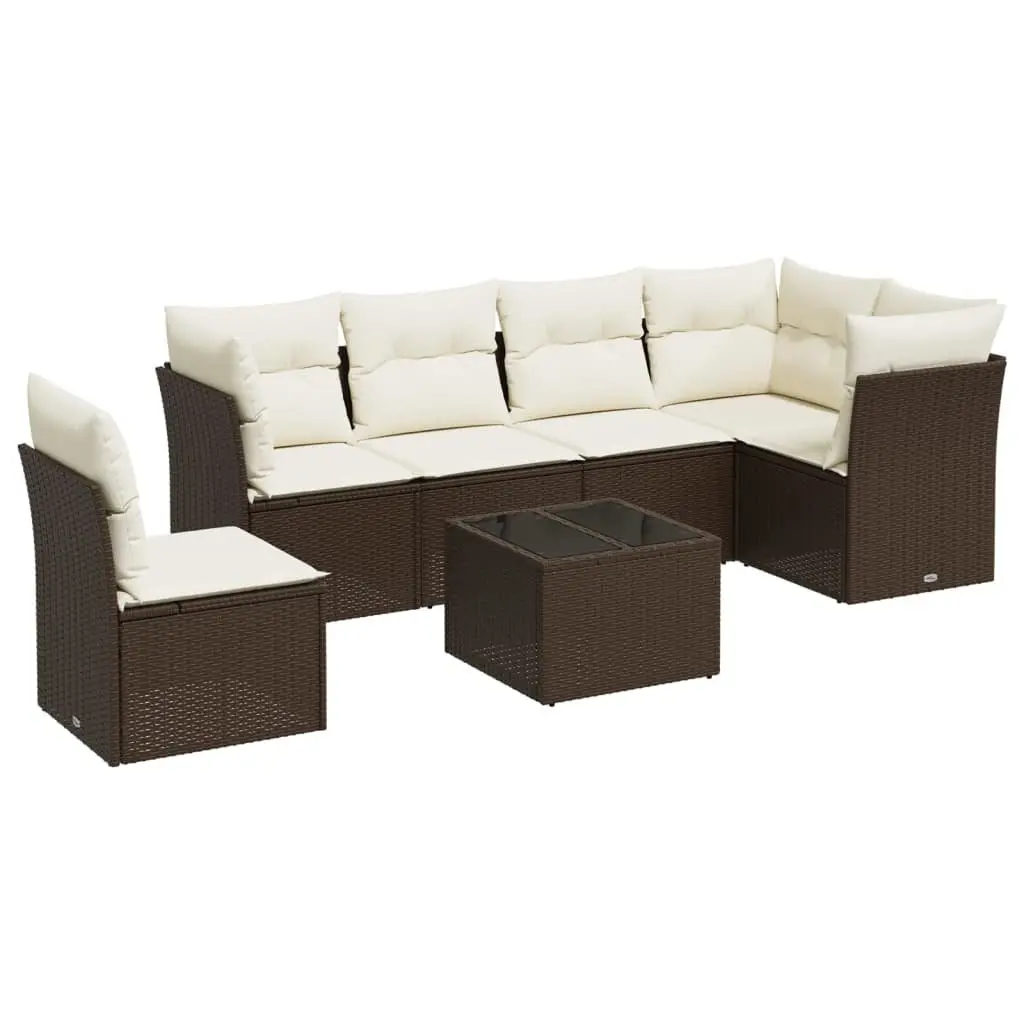 7 Piece Garden Sofa Set Outdoor Patio Furniture Cushions Black Rattan