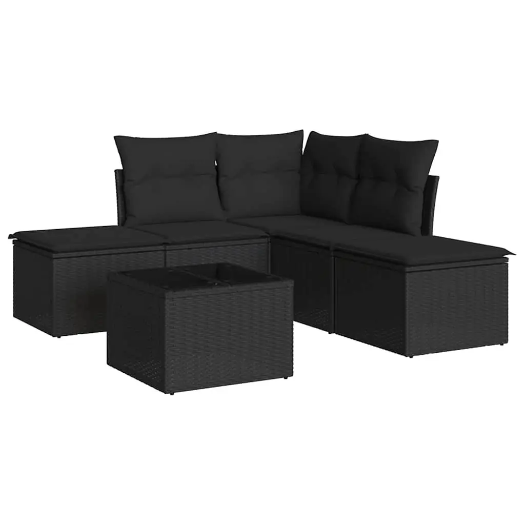 Garden Sofa Set 6 Piece Outdoor Furniture Patio Seating Black