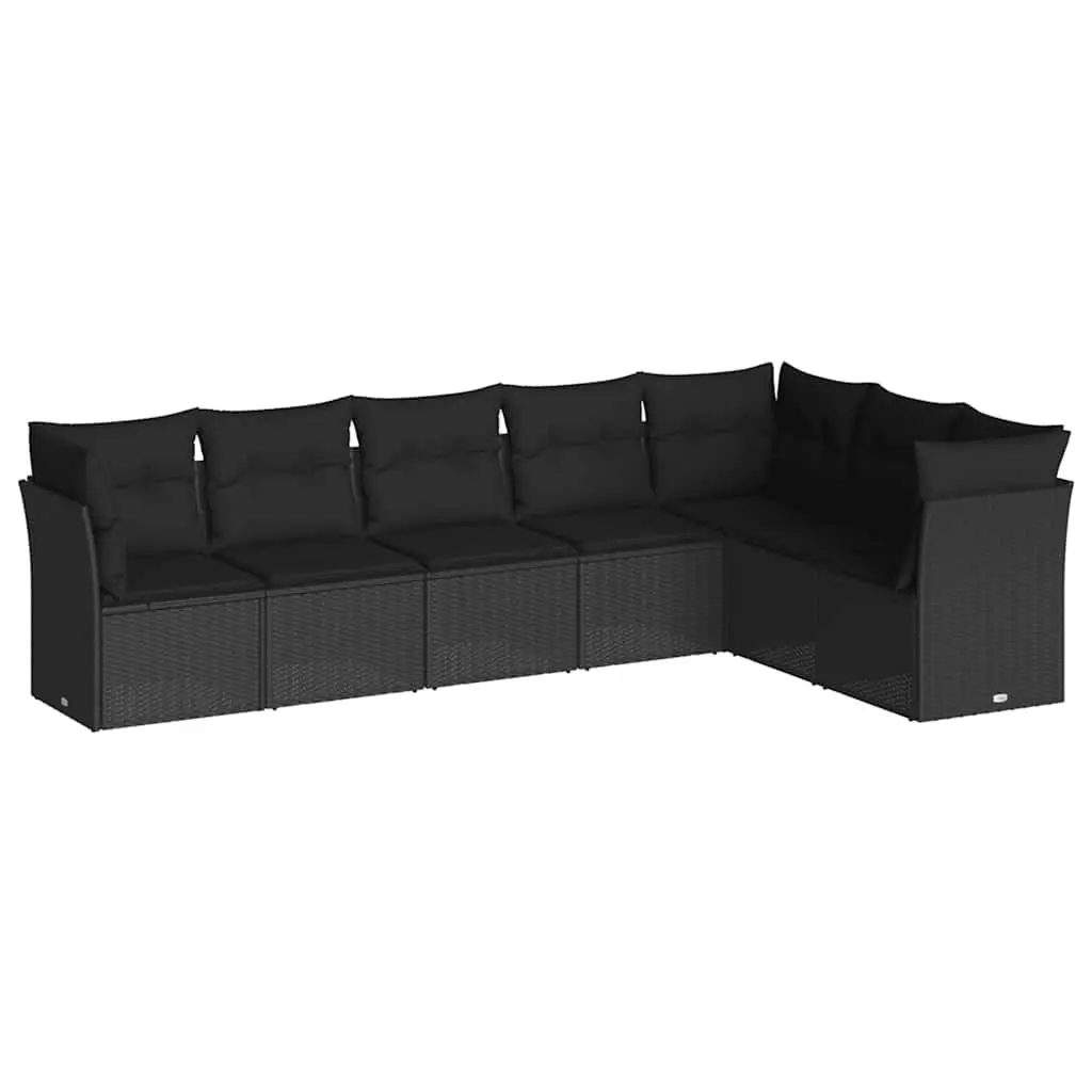 Garden Sofa Set Outdoor Furniture Modular 7 Piece Cushions Black