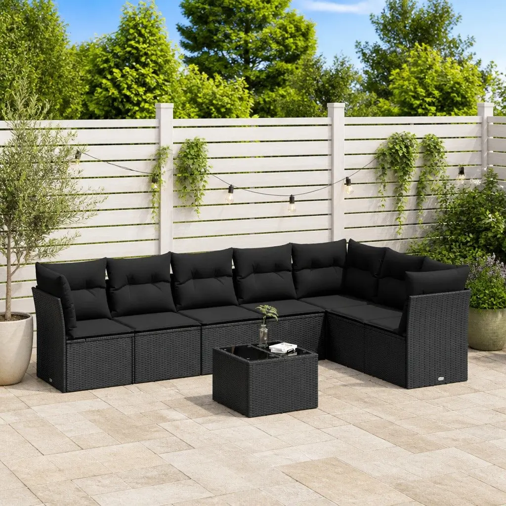 Garden Sofa Set 8 Piece Outdoor Furniture Patio Black Rattan Modular Lounge