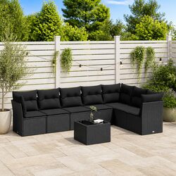 Comfortable Black Rattan Modular Sofa Set - 8 Pieces