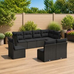 Comfort-Focused 8 Piece Black Garden Sofa Set