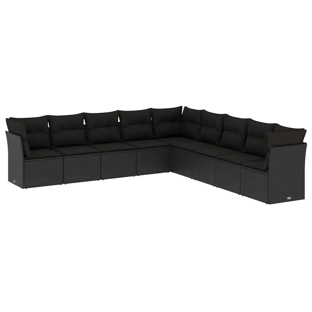 Garden Sofa Set Modular Outdoor Furniture 9 Piece Black
