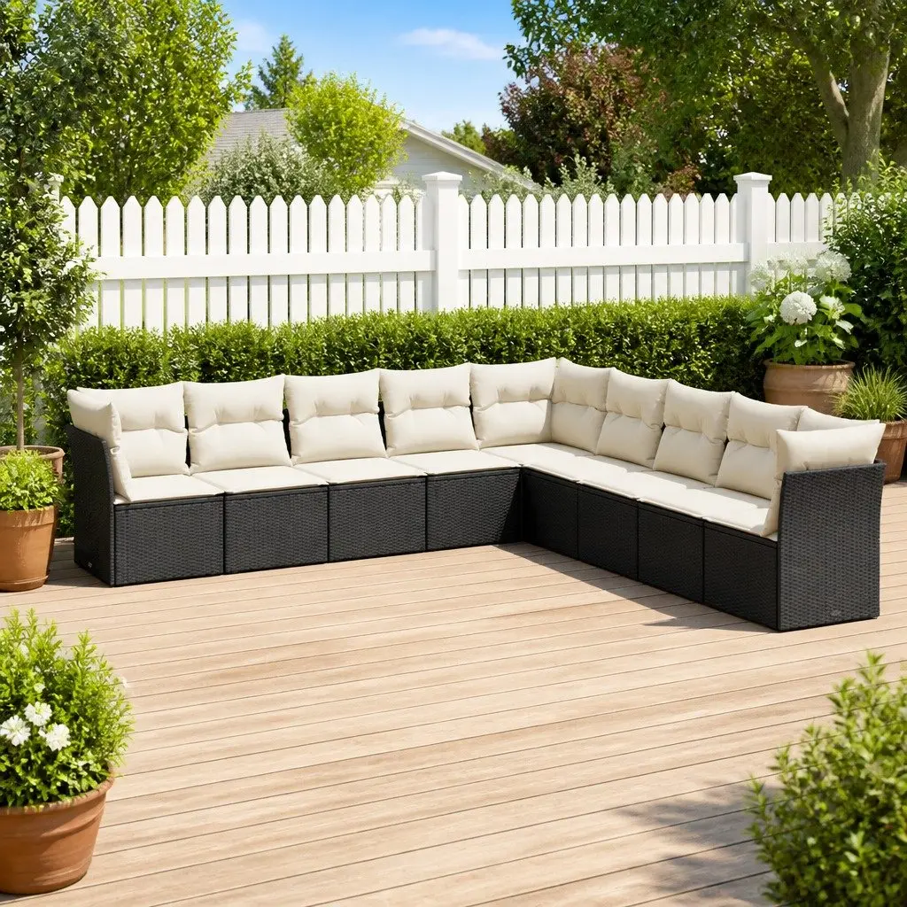 Garden Sofa Set Outdoor Furniture 9 Piece Patio Seating Black