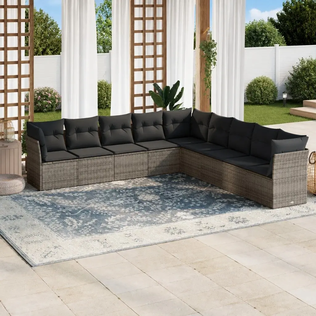 Garden Sofa Set 9 Piece Outdoor Furniture Modular Sectional Grey