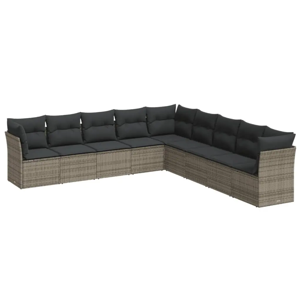 Garden Sofa Set 9 Piece Outdoor Furniture Modular Sectional Grey