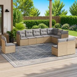 10 Piece Garden Sofa Set with Comfortable Cushions