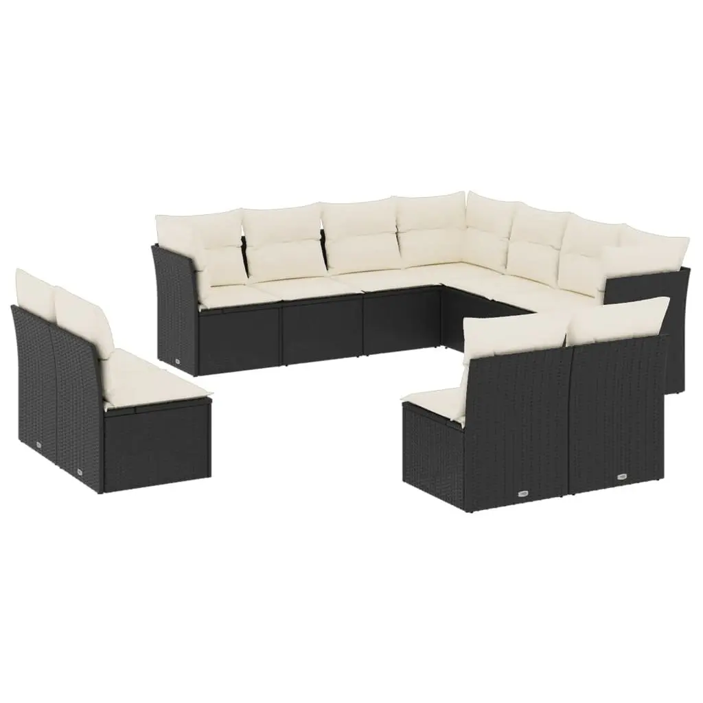 Garden Sofa Set Modular Outdoor Furniture 11 Piece Black